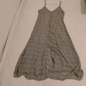 90s Spaghetti Strap Midi Button Down Flowy Feminine Airy Grunge Dress Size Med